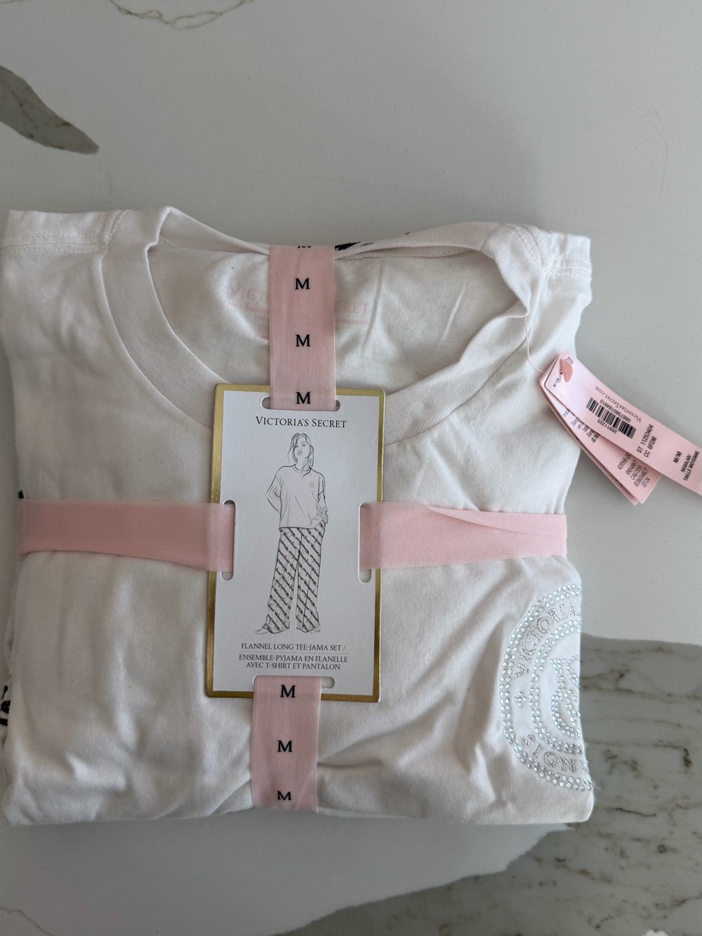 Victoria Secret Flannel Long Tee Pajama Set NWT